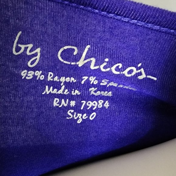 CHICOS Solid All Blue Layered Knit Long Sleeve Top Size 0 Womens S Small/4 - Picture 5 of 7